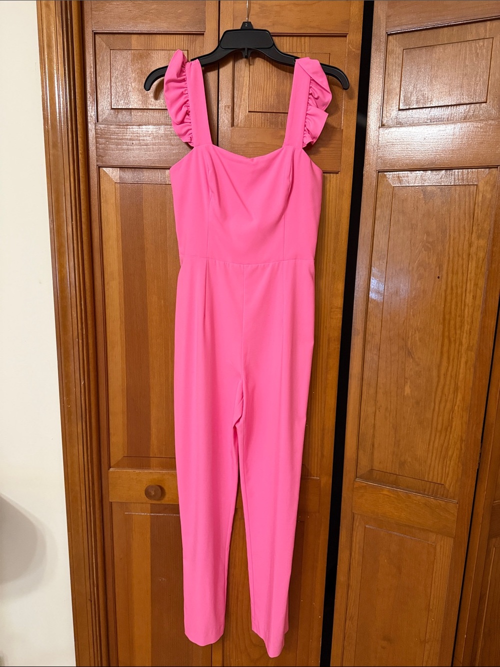 Lilly Pulitzer Hot Pink Ruffle-Shoulder Jumpsuit